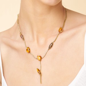 Colgante Pétalos citrino y cuarzo 