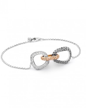 Pulsera Rondelle blanco, negro y marrón 