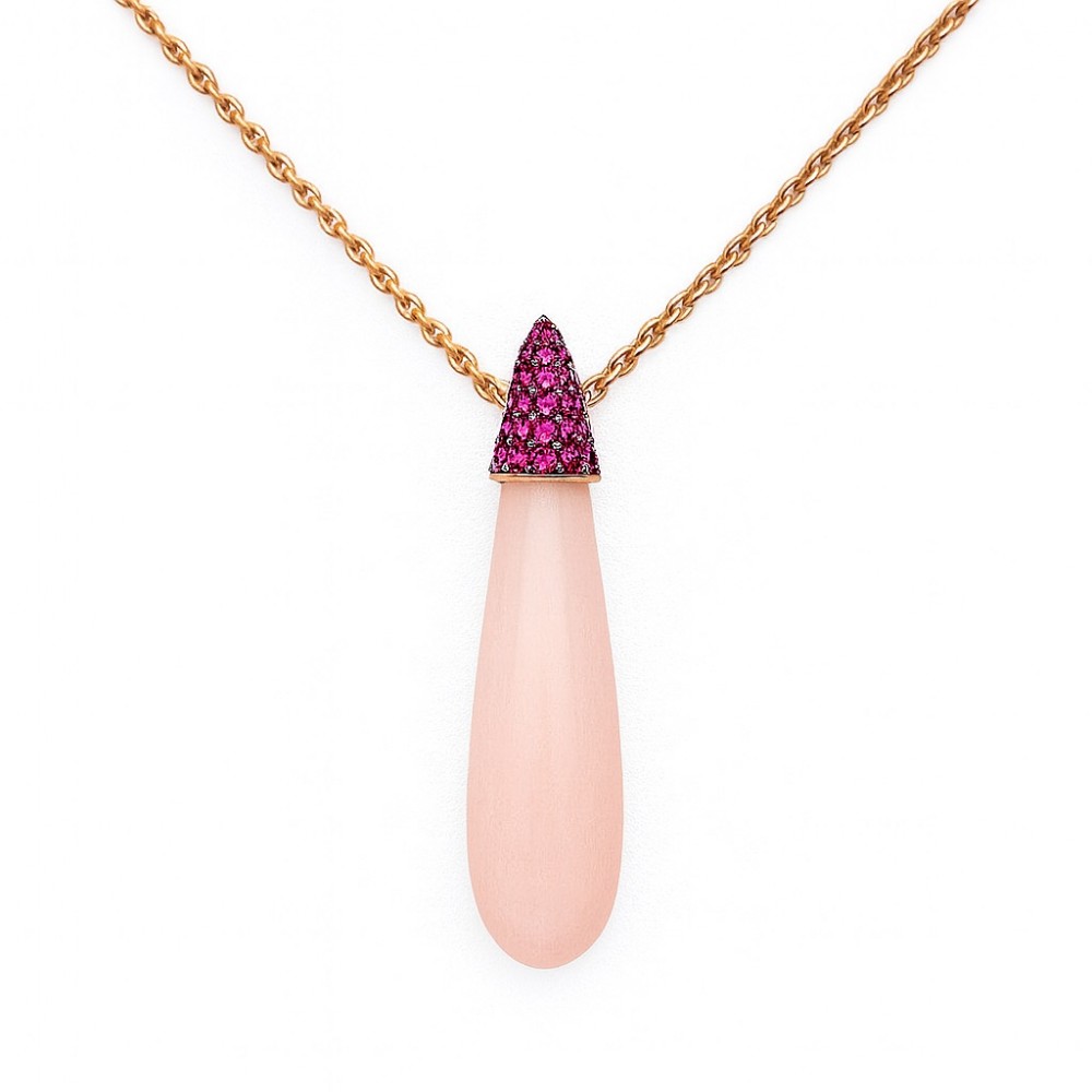 Colgante Coral Zafiros con cadena de oro rosa