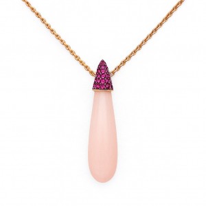 Colgante Coral Zafiros con cadena de oro rosa