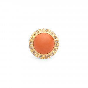 Anillo Disco oro amarillo coral