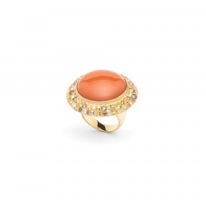 Anillo Disco oro amarillo coral Anillo Disco oro amarillo coral