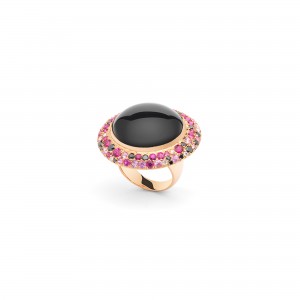 Anillo Disco oro rosa ónix