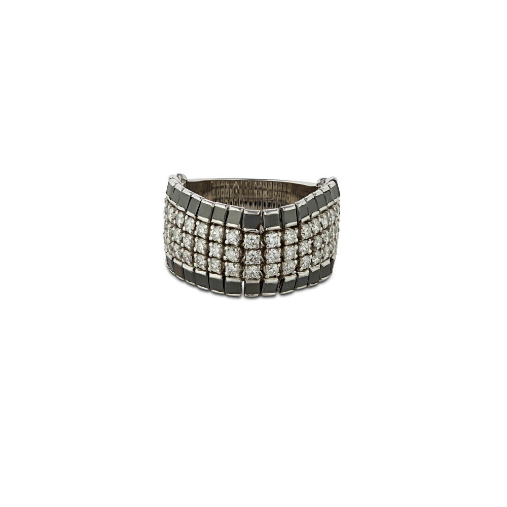 Anillo flexible diamantes blancos y negros