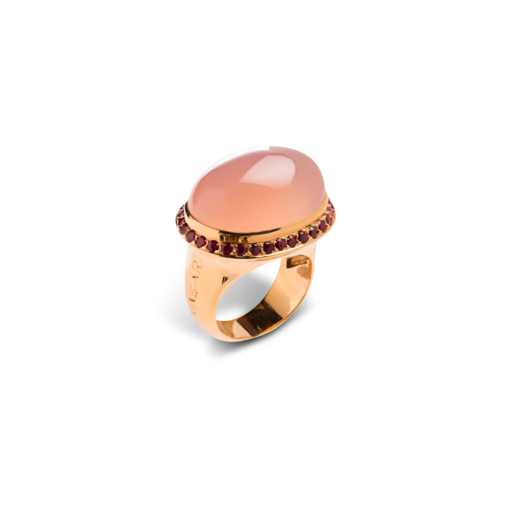 Anillo Talismán oro rosa cuarzo rosa Anillo Talismán oro rosa cuarzo rosa