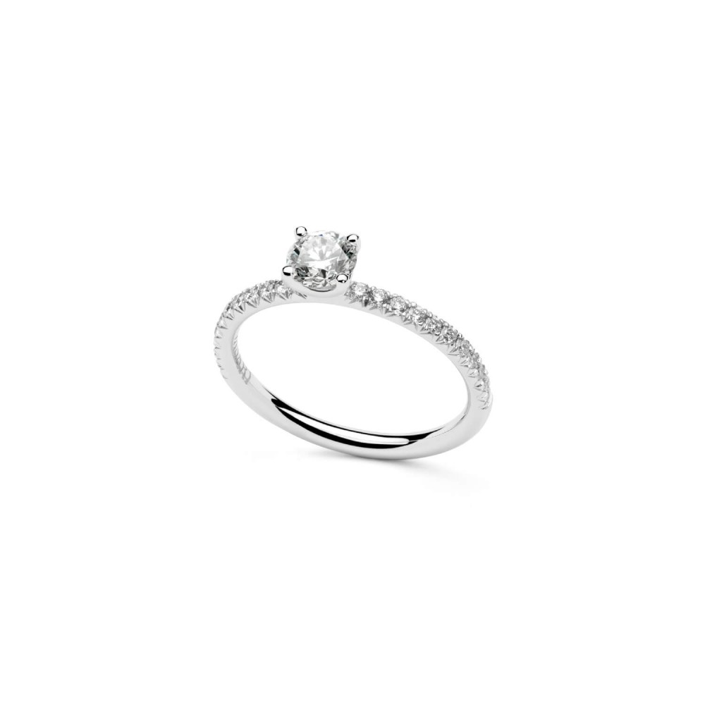 Solitario oro blanco pavé Solitario oro blanco pavé