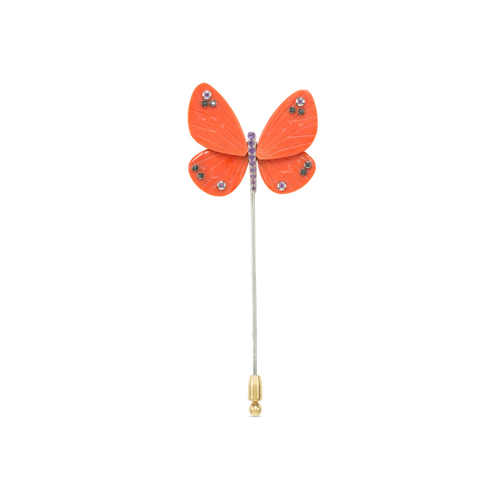 Broche Mariposa coral