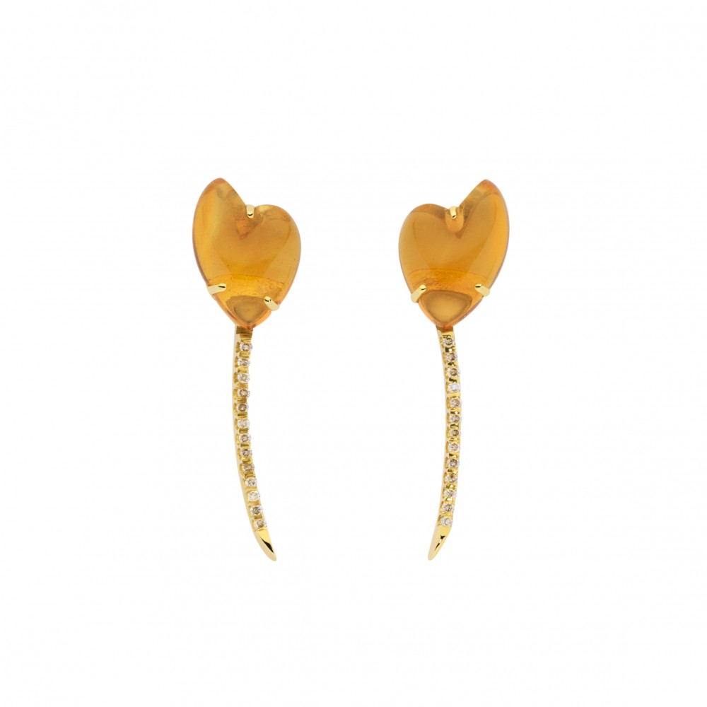 Pendientes Pétalos citrino y diamantes 