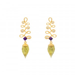 Pendientes Knut amatista y ámbar verde Pendientes Knut amatista y ámbar verde