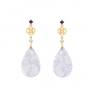 Pendientes Knut amatista y jade lavanda Pendientes Knut amatista y jade lavanda