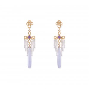 Pendientes Knut amatistas y perlas Pendientes Knut amatistas y perlas