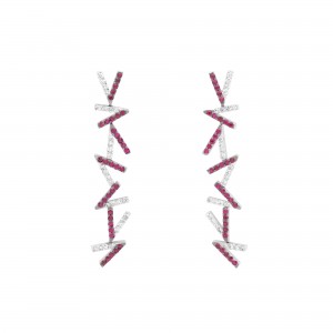 Pendientes V diamantes y rubíes  Pendientes V diamantes y rubíes