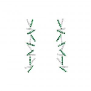 Pendientes V diamantes y tsavoritas Pendientes V diamantes y tsavoritas