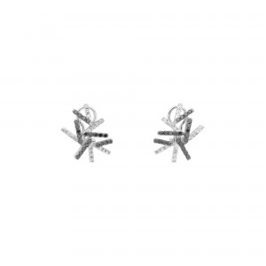 Pendientes V cortos diamantes blancos y negros Pendientes V cortos diamantes blancos y negros