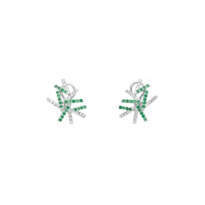 Pendientes V cortos diamantes y  tsavoritas  Pendientes V cortos diamantes y  tsavoritas