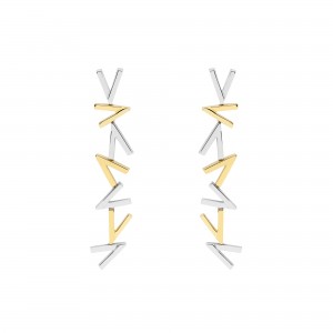 Pendientes V oro blanco y amarillo  Pendientes V oro blanco y amarillo